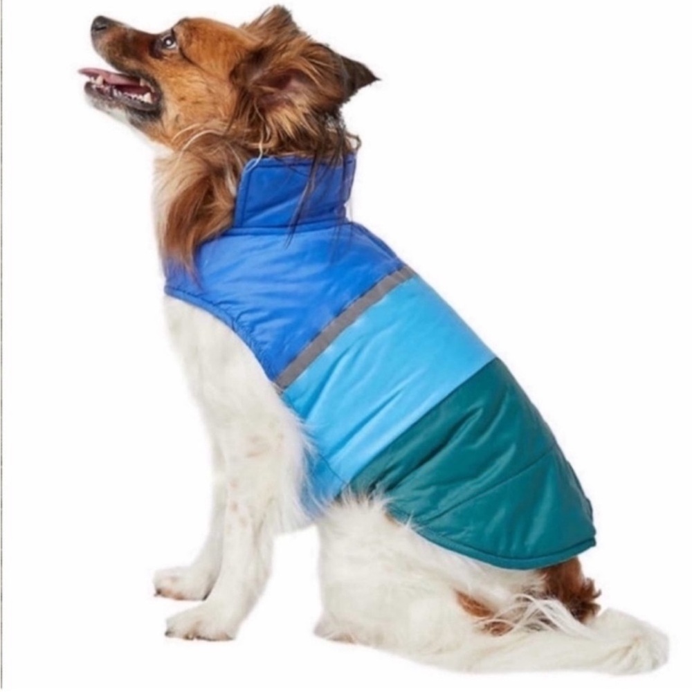 NWT 32 Degrees Dog Jacket BLUE GREEN cozy winter soft outdoor Leash hole